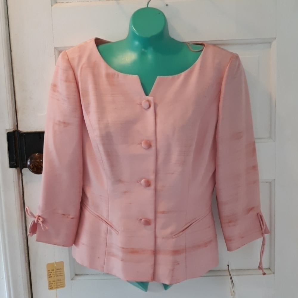 Vintage 1980s Maggy London pink silk blazer
